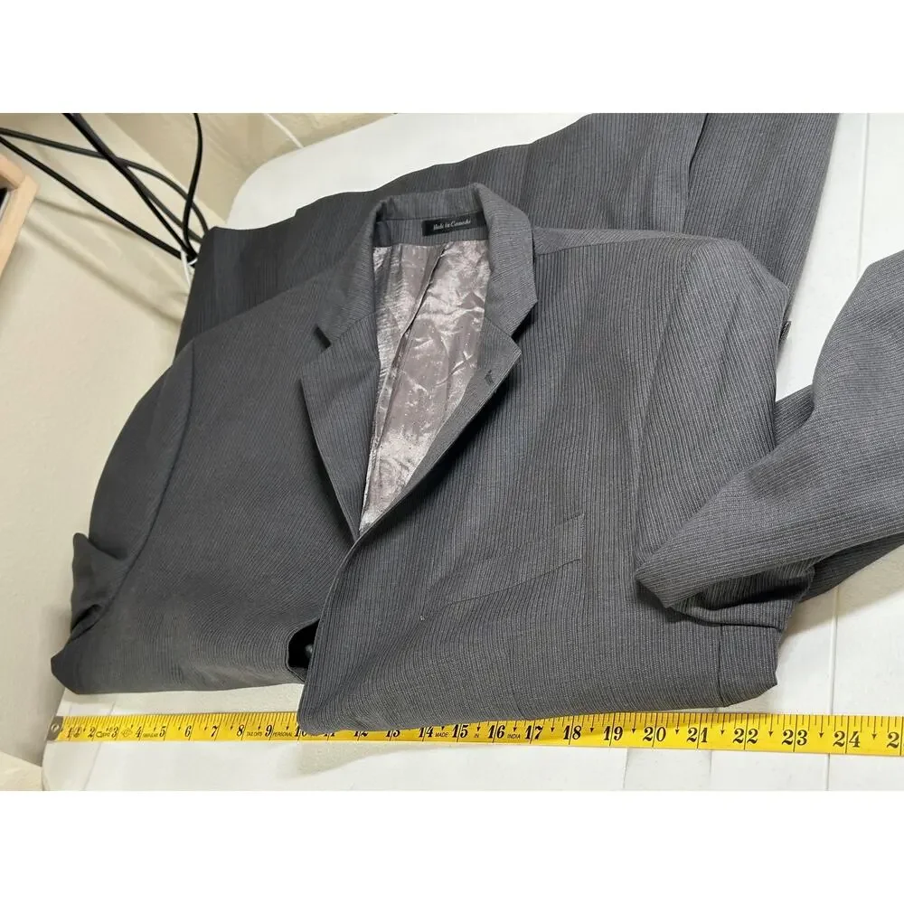Calvin Klein Suit Jacket Mens 42R Gray Pinstripe 100% Wool Sport‎ Coat Blazer